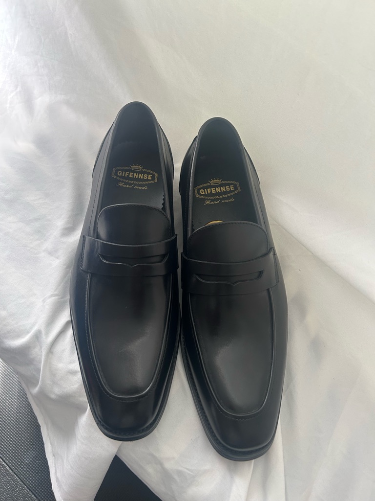 Black Leather Men's Penny Loafers